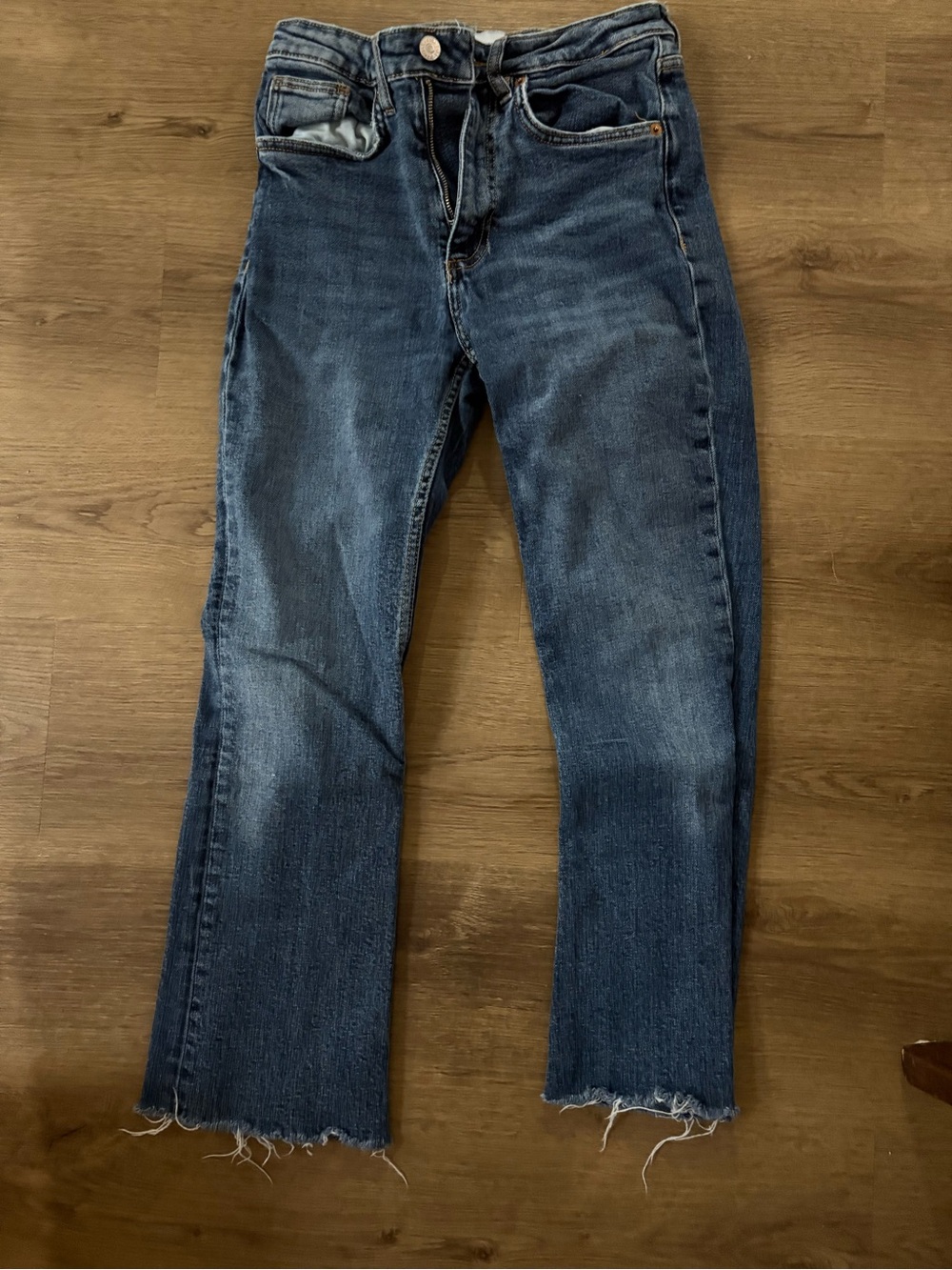 Zara Dark Blue Cropped Straight-Leg Women's Jeans